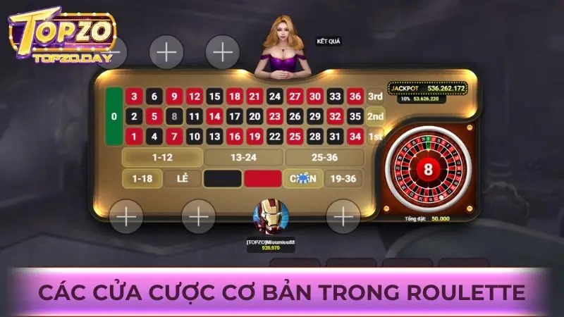 Roulette Topzo: Các cửa cược cơ bản và xác suất thắng 2 Chi tiết các cửa cược cơ bản của game Roulette