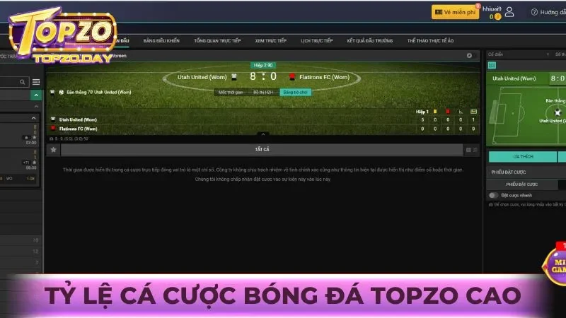 Cá cược bóng đá: Nhận kèo hấp dẫn với odds cao tại Topzo 2 Người chơi nhận được tỷ lệ cược bóng đá cao