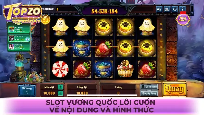 Slot Vương Quốc - Khám phá thế giới kẹo ma kỳ bí tại Topzo 2 Slot Vương Quốc lôi cuốn về mặt nội dung và hình thức